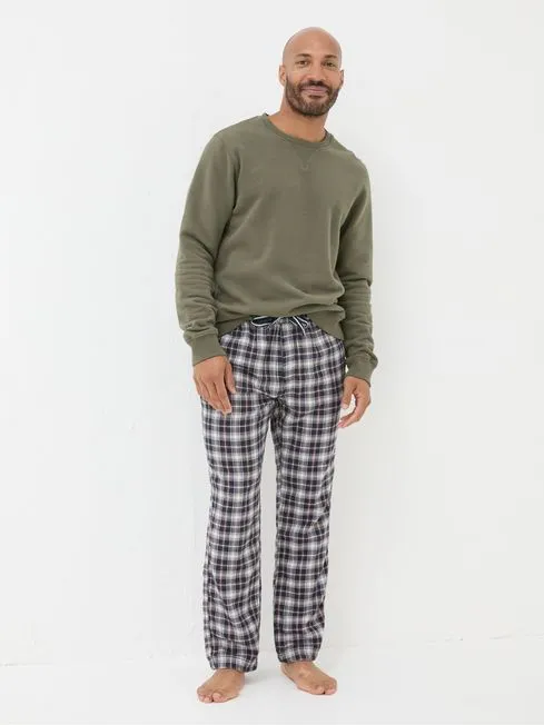 Men Fatface Loungewear Cranleigh Navy Blue Check Pyjama Bottoms