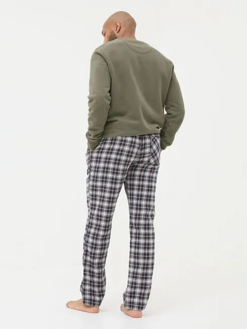 Men Fatface Loungewear Cranleigh Navy Blue Check Pyjama Bottoms