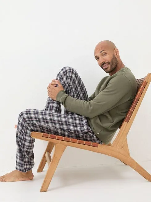 Men Fatface Loungewear Cranleigh Navy Blue Check Pyjama Bottoms