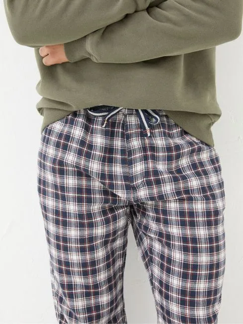 Men Fatface Loungewear Cranleigh Navy Blue Check Pyjama Bottoms