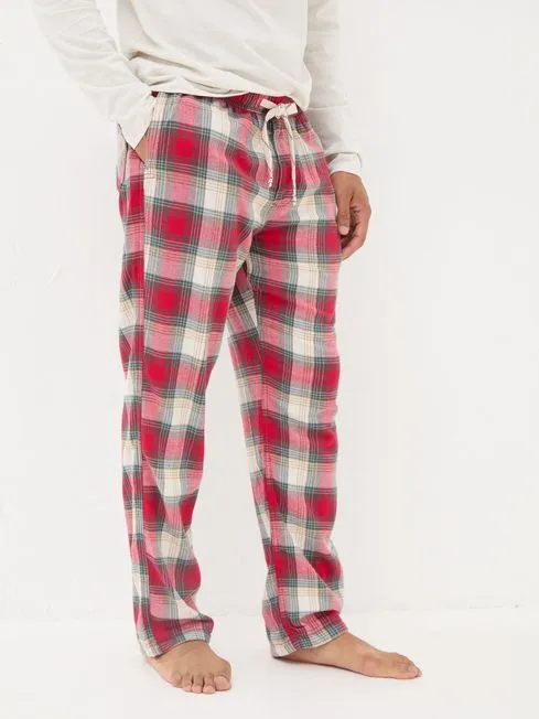 Men Fatface Pajamas and Nightwear Bramber Red Check Pyjama Bottoms