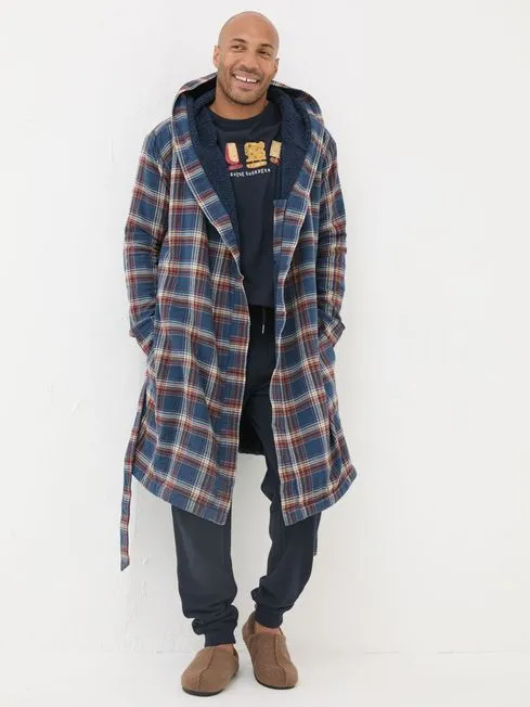 Men Fatface Pajamas and Nightwear Chepstow Navy Dressing Gown