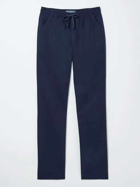 Men Fatface Pants Blue Straight Cotton Linen Trousers