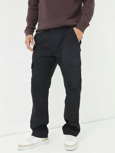 Men Fatface Pants Corby Black Ripstop Cargo Trousers