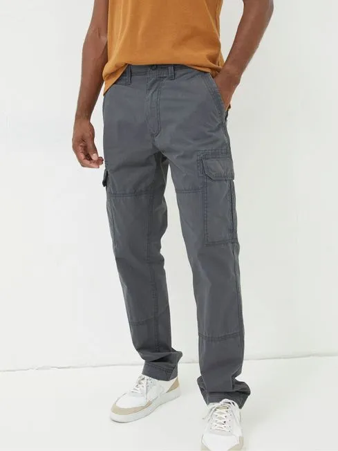 Men Fatface Pants Corby Grey Ripstop Cargo Trousers