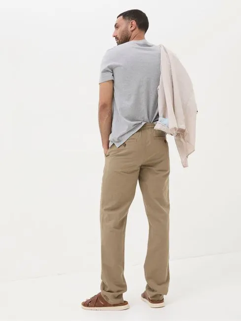 Men Fatface Pants Natural Straight Cotton Linen Trousers
