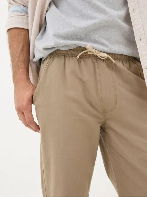 Men Fatface Pants Natural Straight Cotton Linen Trousers