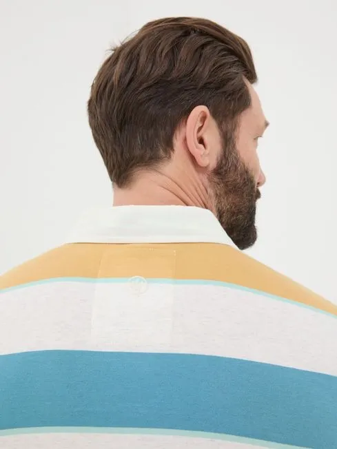 Men Fatface Polo Shirts Hastings Yellow Stripe Polo Shirt