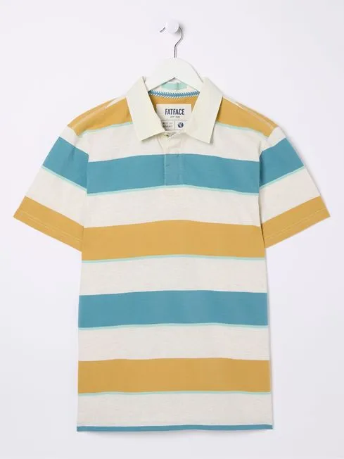 Men Fatface Polo Shirts Hastings Yellow Stripe Polo Shirt