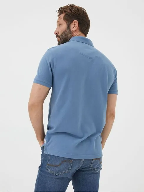 Men Fatface Polo Shirts Slate Blue Pique Polo Shirt Men Fatface Polo Shirts Slate Blue Pique Polo Shirt