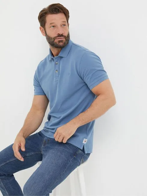 Men Fatface Polo Shirts Slate Blue Pique Polo Shirt Men Fatface Polo Shirts Slate Blue Pique Polo Shirt