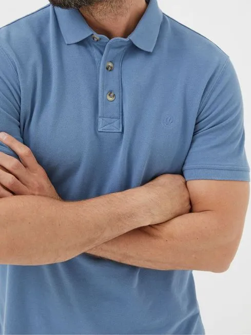 Men Fatface Polo Shirts Slate Blue Pique Polo Shirt Men Fatface Polo Shirts Slate Blue Pique Polo Shirt