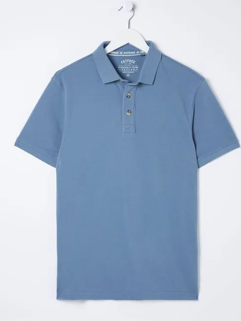 Men Fatface Polo Shirts Slate Blue Pique Polo Shirt Men Fatface Polo Shirts Slate Blue Pique Polo Shirt