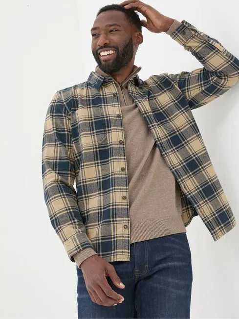 Men Fatface Shirts Blake Blue Buffalo Check Shirt