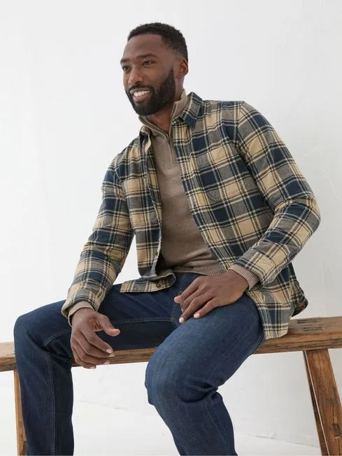 Men Fatface Shirts Blake Blue Buffalo Check Shirt