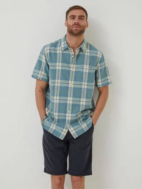 Men Fatface Shirts Blue Braddock Check Shirt