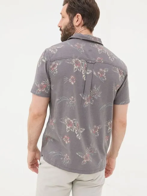 Men Fatface Shirts Brown Short Sleeve Hibiscus Print Shirt Men Fatface Shirts Brown Short Sleeve Hibiscus Print Shirt