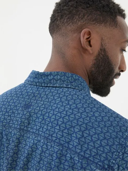 Men Fatface Shirts Geo Blue Print Shirt