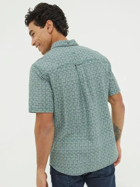 Men Fatface Shirts Geo Green Print Shirt Men Fatface Shirts Geo Green Print Shirt