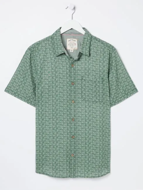 Men Fatface Shirts Geo Green Print Shirt Men Fatface Shirts Geo Green Print Shirt