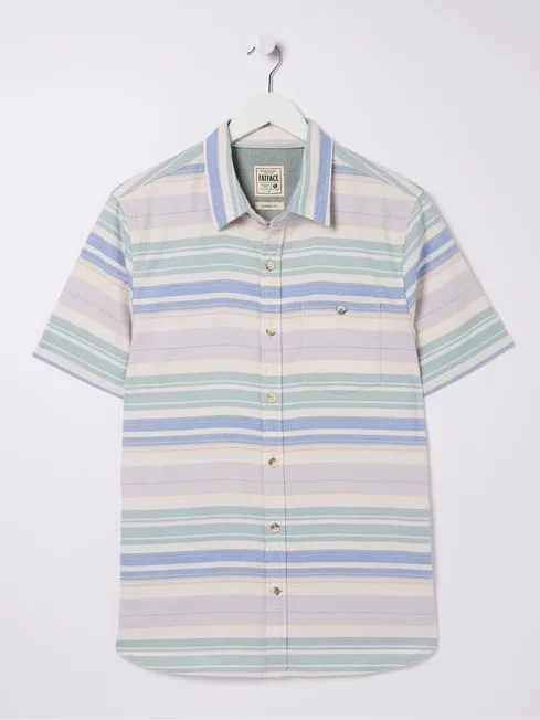 Men Fatface Shirts Purple Short Sleeve Trescott Stripe Shirt Men Fatface Shirts Purple Short Sleeve Trescott Stripe Shirt