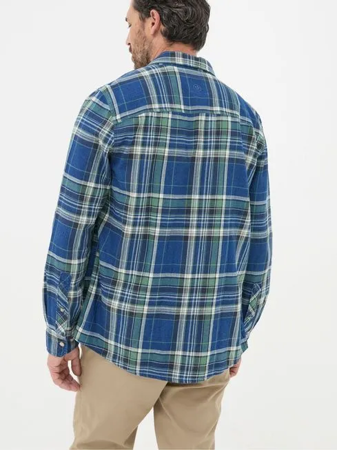 Men Fatface Shirts Western BlueGreen 100 Cotton Long Sleeve Check Shirt
