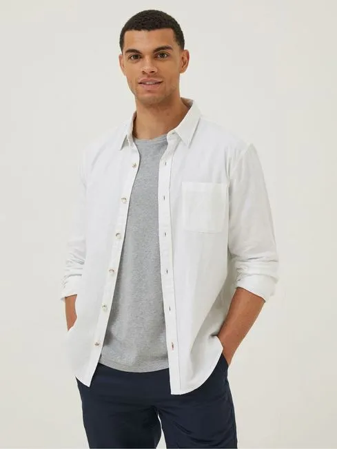Men Fatface Shirts White Bugle Shirt