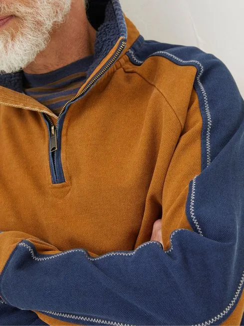 Men Fatface Sweatshirts and Hoodies Yellow Airlie Fleece Collared Sweat Top Men Fatface Sweatshirts and Hoodies Yellow Airlie Fleece Collared Sweat Top