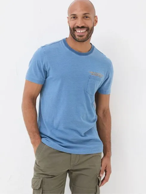Men Fatface TShirts Indigo Blue Hardest Climb T Shirt