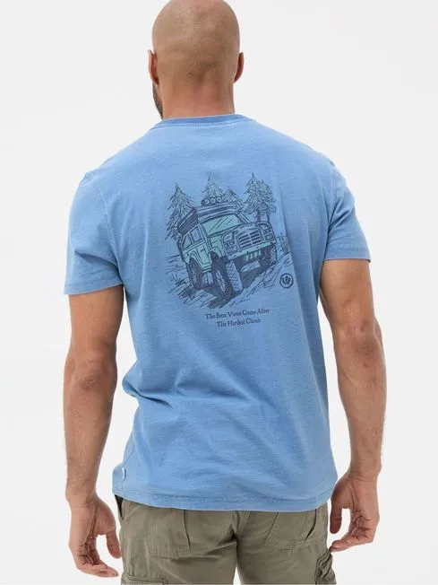Men Fatface TShirts Indigo Blue Hardest Climb T Shirt