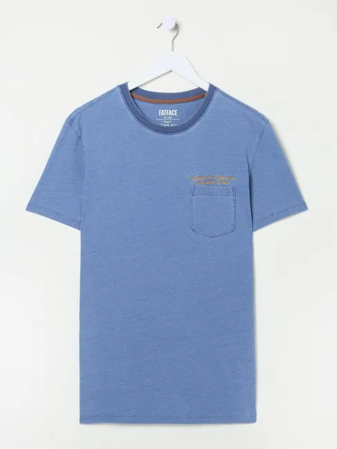 Men Fatface TShirts Indigo Blue Hardest Climb T Shirt