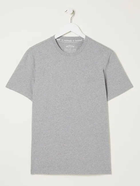Men Fatface TShirts Lulworth Grey 100 Cotton Organic Crew TShirt