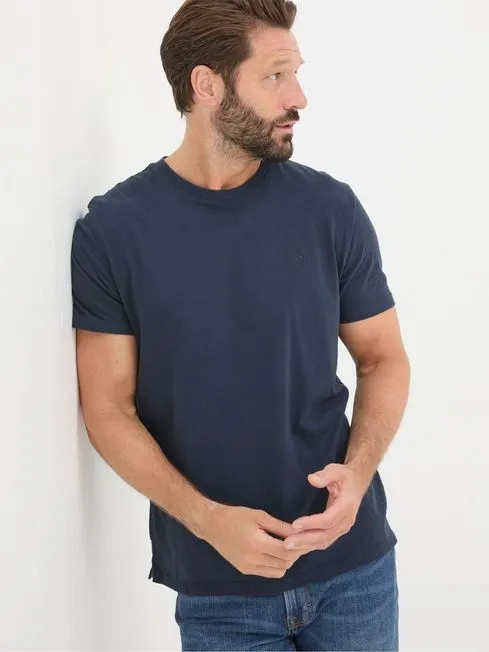 Men Fatface TShirts Lulworth Navy Blue 100 Cotton Organic Crew TShirt