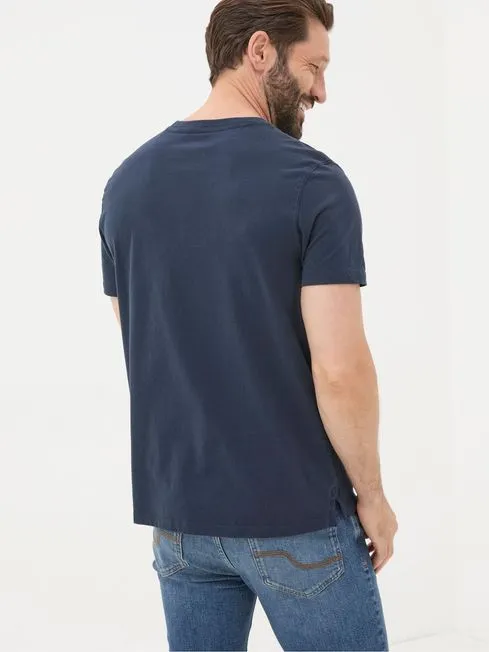 Men Fatface TShirts Lulworth Navy Blue 100 Cotton Organic Crew TShirt