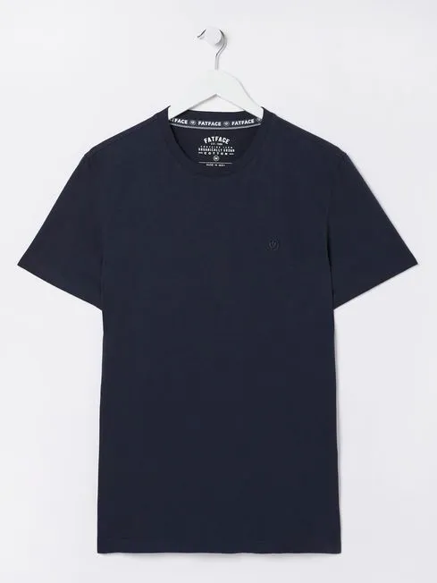 Men Fatface TShirts Lulworth Navy Blue 100 Cotton Organic Crew TShirt