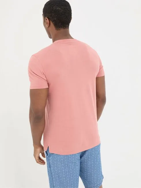 Men Fatface TShirts Lulworth Pink Organic Crew TShirt