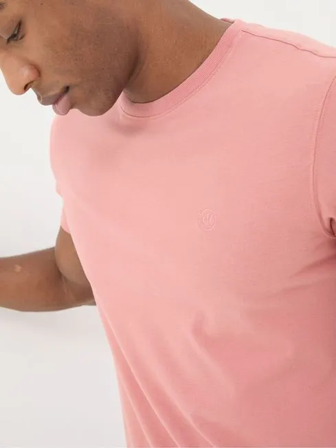 Men Fatface TShirts Lulworth Pink Organic Crew TShirt