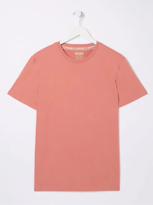 Men Fatface TShirts Lulworth Pink Organic Crew TShirt