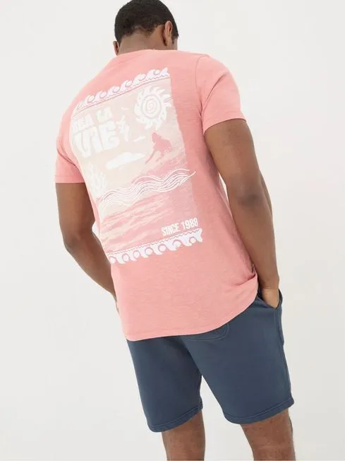 Men Fatface TShirts Orange Sea La Vie TShirt