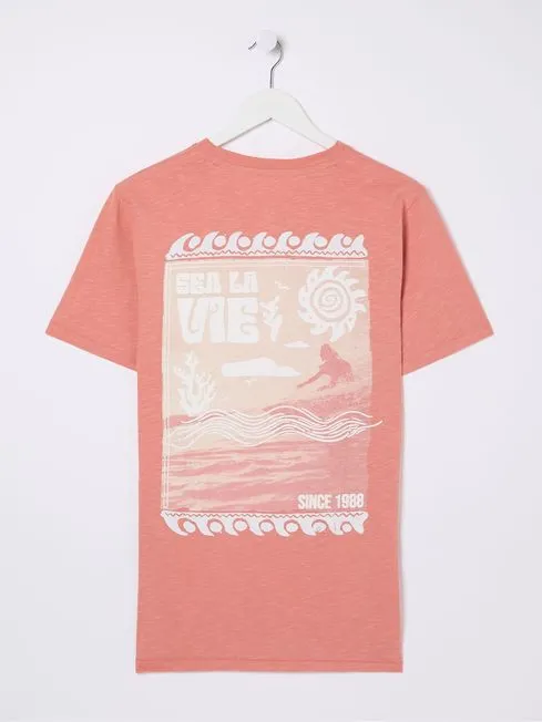 Men Fatface TShirts Orange Sea La Vie TShirt