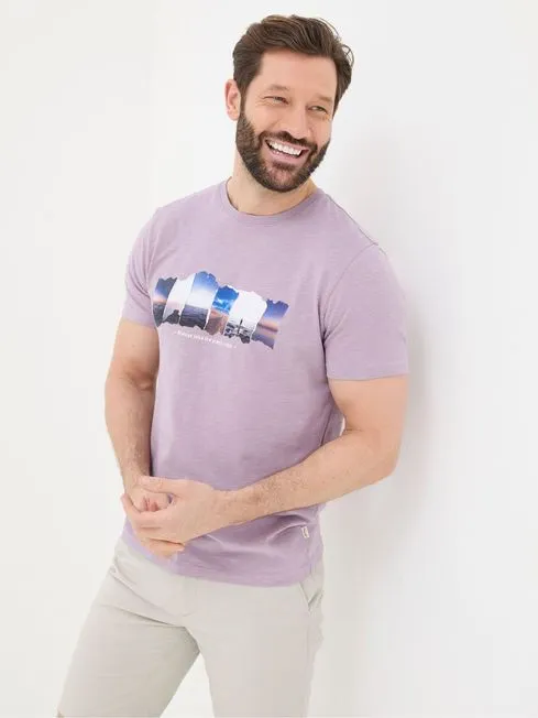 Men Fatface TShirts Purple Photo Scene TShirt