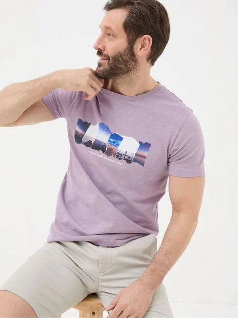 Men Fatface TShirts Purple Photo Scene TShirt