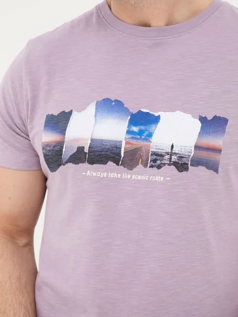 Men Fatface TShirts Purple Photo Scene TShirt