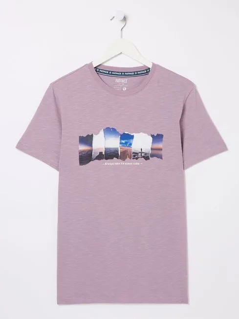 Men Fatface TShirts Purple Photo Scene TShirt