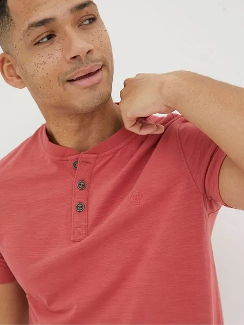 Men Fatface TShirts Red Woodside Slub Henley Men Fatface TShirts Red Woodside Slub Henley
