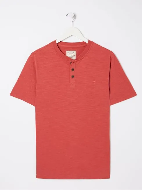 Men Fatface TShirts Red Woodside Slub Henley Men Fatface TShirts Red Woodside Slub Henley