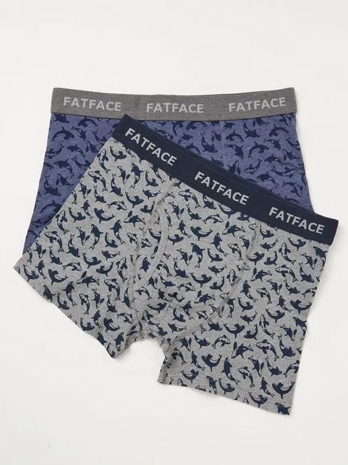Men Fatface Underwear Killer Blue Whale Boxers 2 Pack