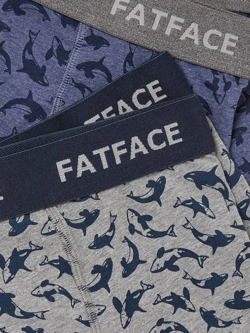 Men Fatface Underwear Killer Blue Whale Boxers 2 Pack