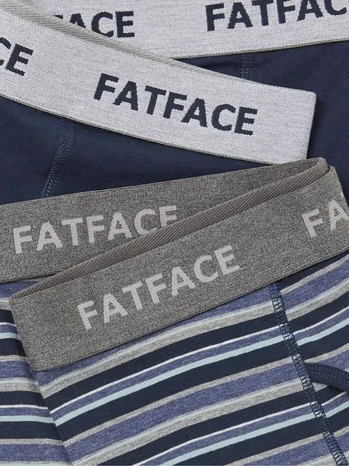 Men Fatface Underwear West Blue Bay Stripe Boxers 2 Pack