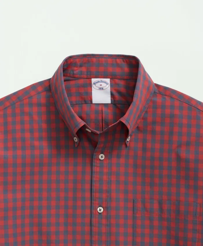 Men Friday Shirt Poplin Checked Red Brooks Brothers Sport Shirts